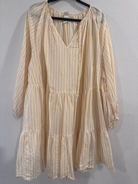 H&M Yellow and Cream Striped Tiered Dress